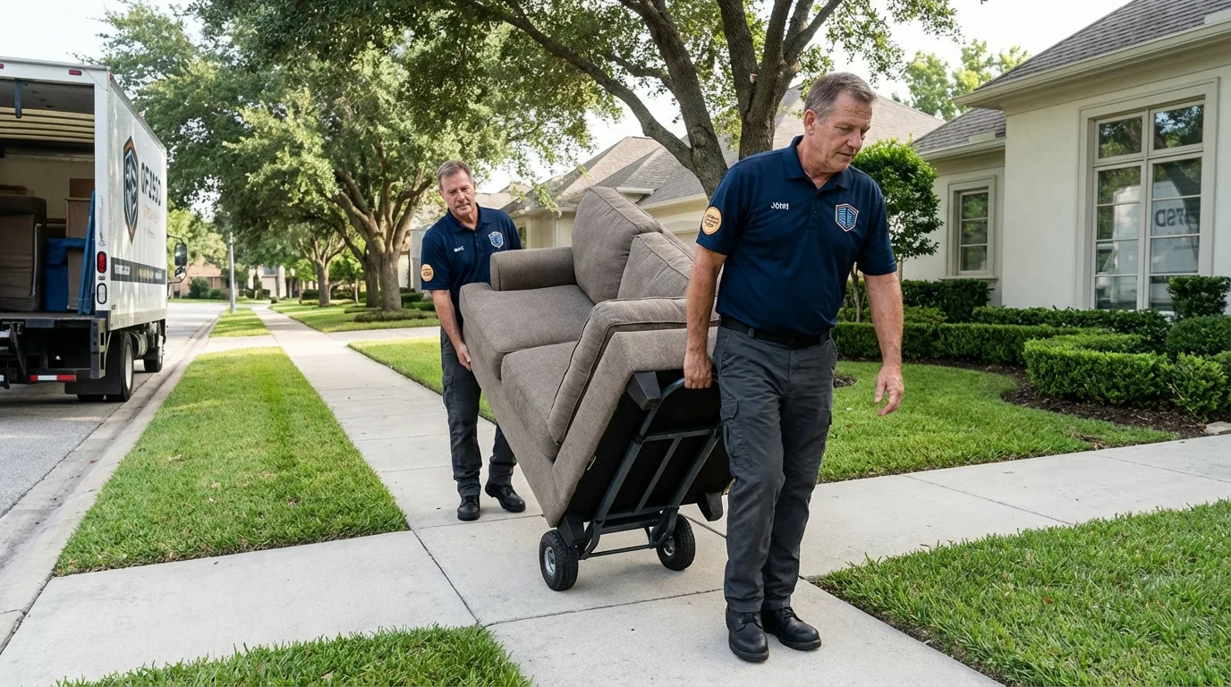 Local residential moving crew loading furniture in Arkoma, OK